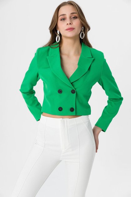 Women's Short Buttoned Blazer Jacket 250218 - 260314