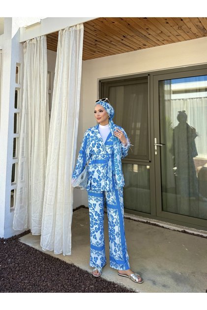 Handle Feather Patterned Suit 32-2387