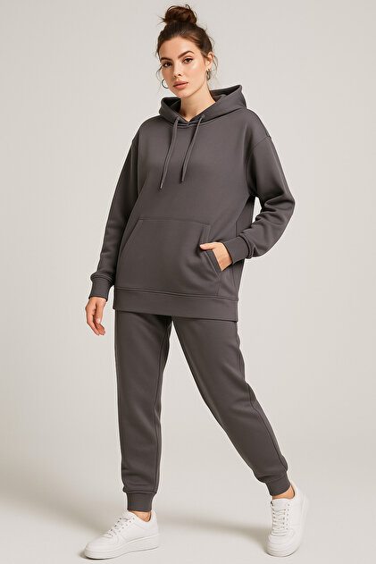 Women's Smoked Oversize Hooded Tracksuit Set
