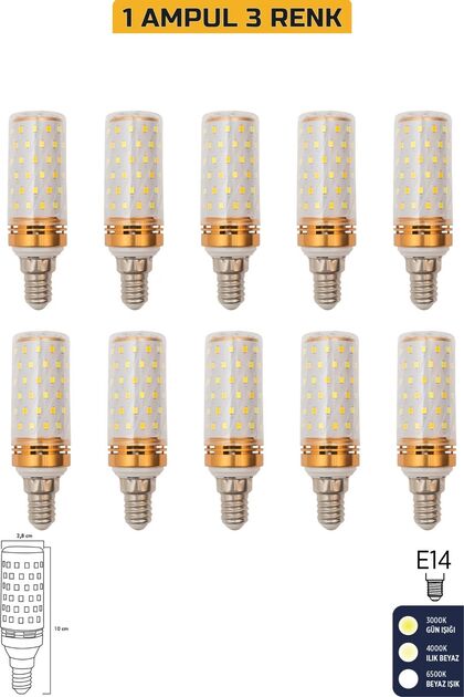 Mısır Şeffaf 10W Üç Renkli E14 LED Ampul ERD-306
