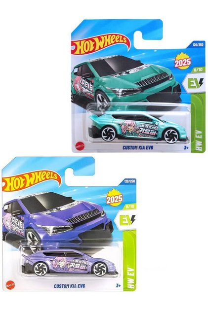 2 Vehicles Kia Set - Custom Kia Ev6 - Purple & Turquoise (1/64)