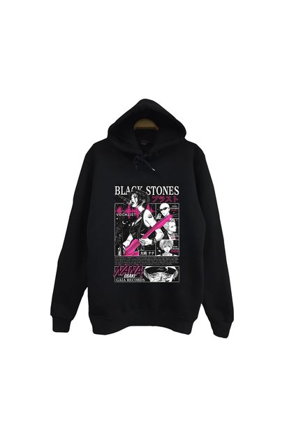 Black Stones Nana Printed Unisex 100% Cotton Hooded Black Sweatshirt