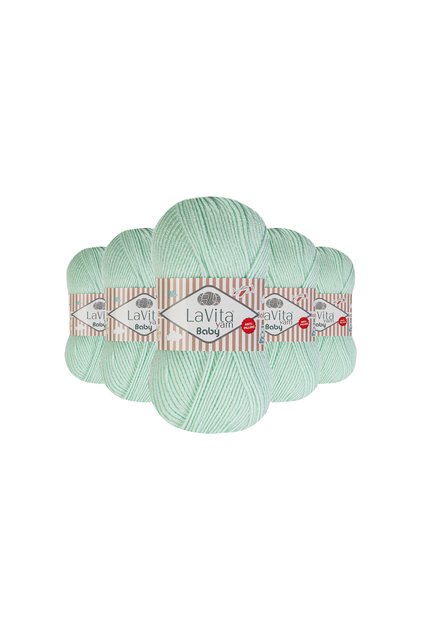 Baby Hand Knitting Yarn 100% Acrylic Anti-Pilling 500Gr 5 Pcs (8101 Water Green)