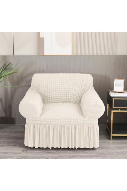 Bürümcük Sofa Cover, Armchair Cover, Single Seat, with Skirt, Elastic, Flexible, Washable