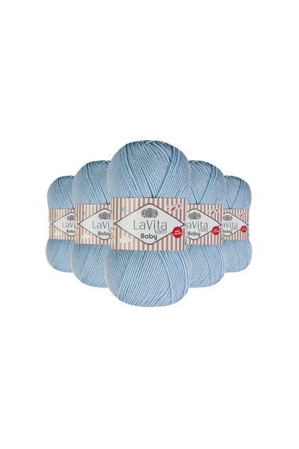 Baby Hand Knitting Yarn 100% Acrylic Anti-Pilling 500Gr 5 Pcs (5019 Cool Blue)