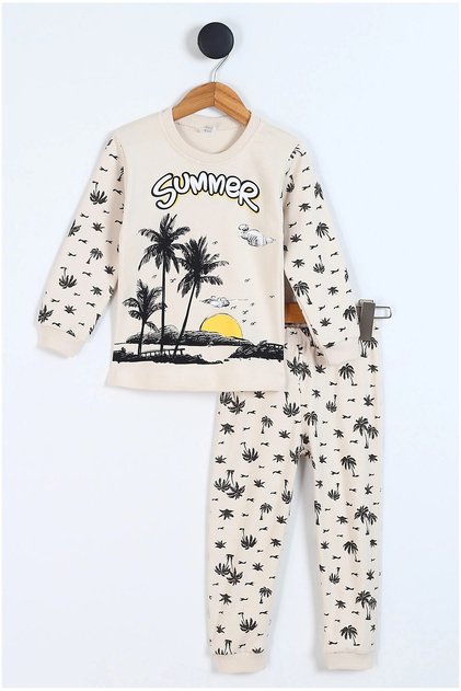 Summer Palm Tree Patterned Children's Pajama Set (2-5 Years)