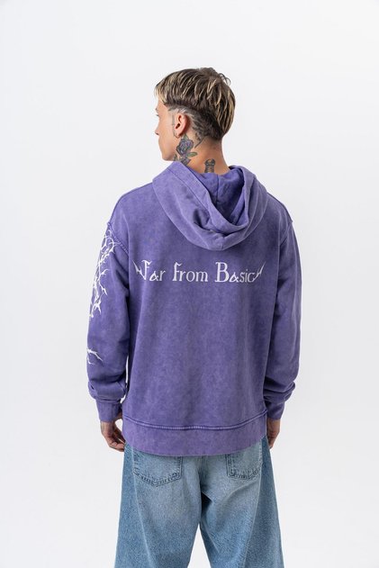 Men's Far from Basic Printed Washable Hooded Oversize Hoodie Purple