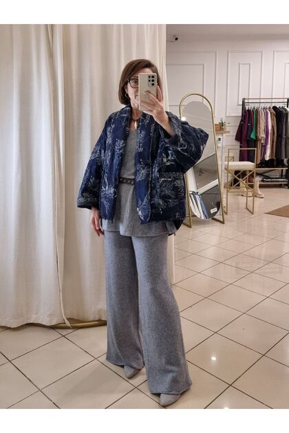 pudubutik Desenli Kimono Mont Lacivert - Fiyatı, Yorumları