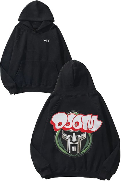 Mf Doom 1 Design Back Printed Black Hooded Sweatshirt