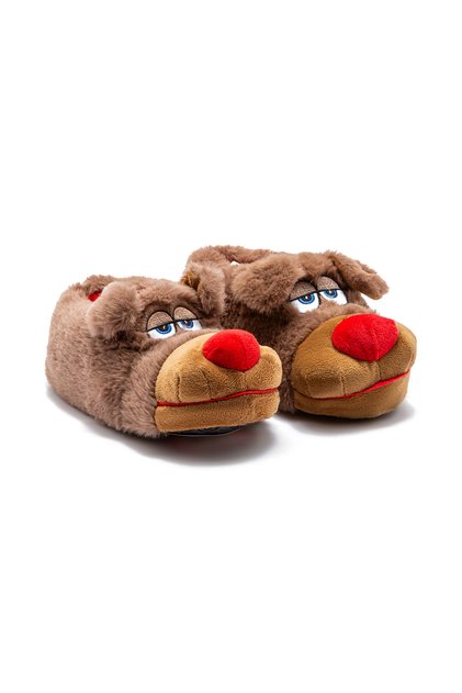 Детски пантофки с животни Lodi, кафяви, размер 30/35