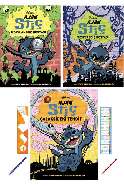 Disney Ajan Stiç-Testerediş Dosyası-Uzaylangoz Dosyası-Galaksideki Tehdit 3 Kitap+Kalem 2 Adet