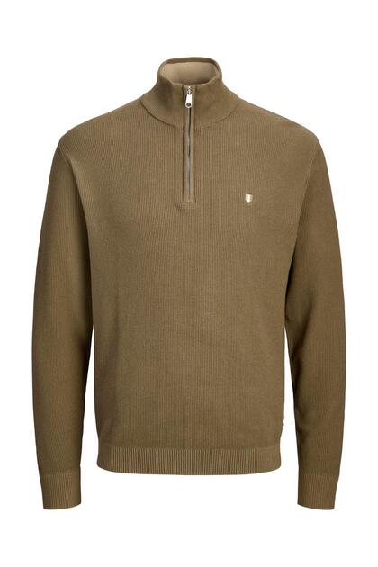 JPRBLUREX KNIT HALF ZIP LN Stone Gray