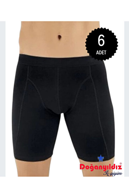 6 Pieces of Lycra Black Body-Hugging Long Boxers