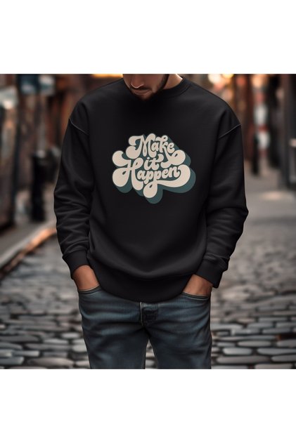 Make Hit Happen Colorful Printed Crew Neck Sweatshirt