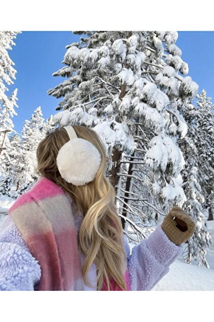 Plush Foldable White Earmuffs, Plush Winter Earmuffs for Protection from the Cold, Winter Gift