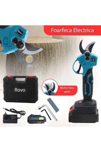 Foarfeca electrica pentru gradina RV-FE, motor brushless, 2 acumulatori 2000mAh, 800W, valiza