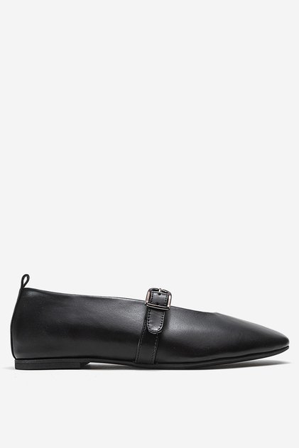 Women's Single Strap Ballerina Shoes Real Leather Rg 8033 Black