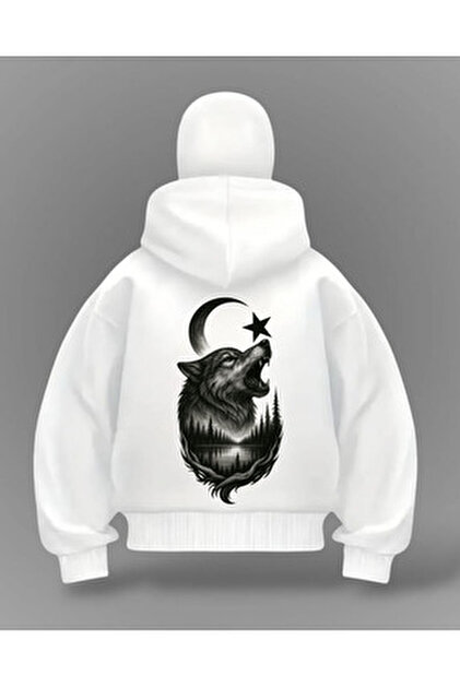 Gofeel Beyaz Kemal Atatürk See Baskılı Kar Maskeli Oversize