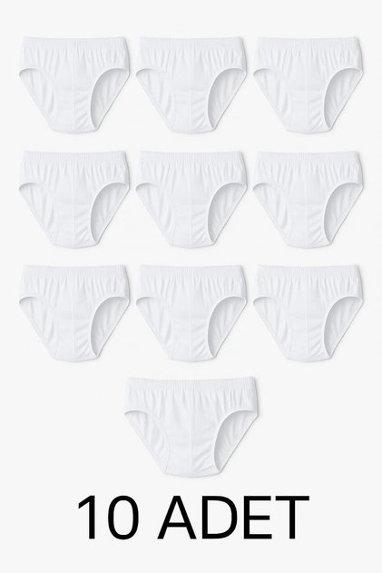 10 Pieces 100% Cotton White Men's Briefs – Breathable, Comfortable Fit