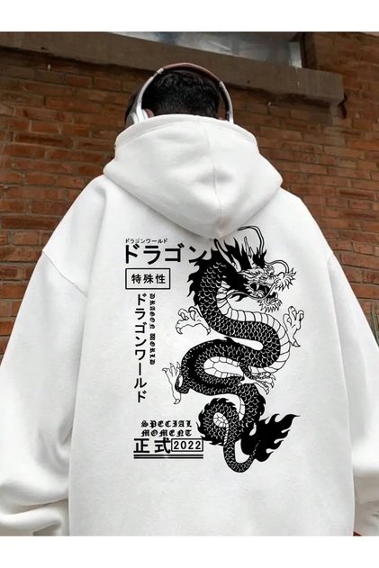 Men's Back Printed Hooded Sweatshirt