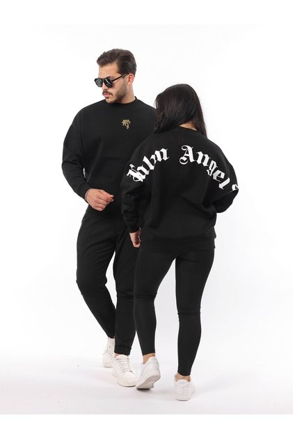 Palm Angels 3 Thread Raised Crew Neck Sweatshirt