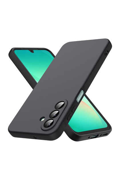 Carcasă pentru Galaxy A26 din silicon catifelat cu interior din microfibră și protecție pentru cameră, neagră