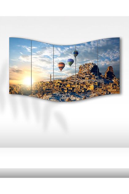 Kapadokya Balon Manzarası - 5 Parçalı Tablo