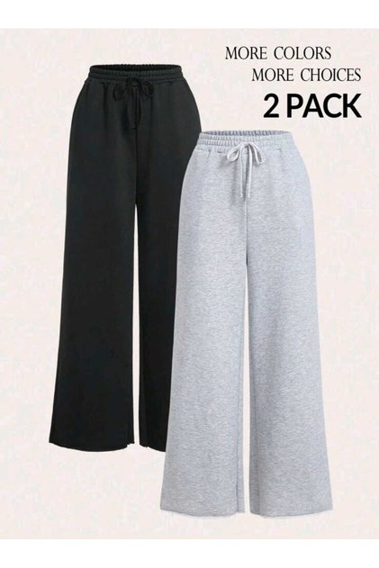 2-Pack Black-Grey Baggy Oversized Sports Wear High Quality Loose Fit Stretchy Comfortable Fabric Sweatpants 220916