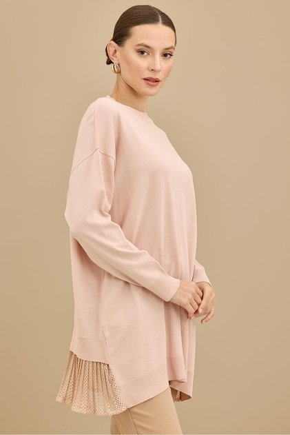 Fabric Garnished Knitwear Tunic Pudra