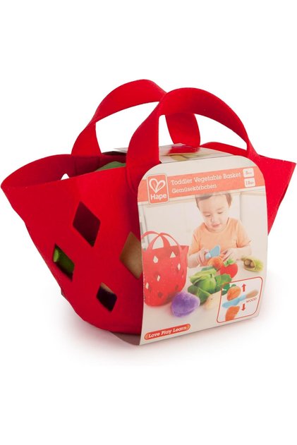 Toddler Vegetable Basket | Soft Vegetable Shopping Basket, Toy Grocery Food Playset Includes Ca