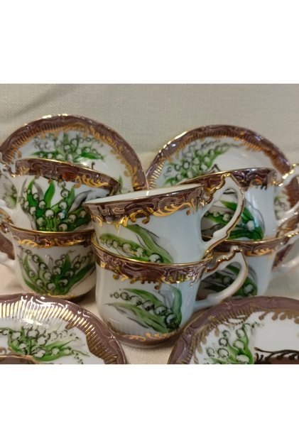 Porcelain Hand Decorated Painted Coffee Cup Set