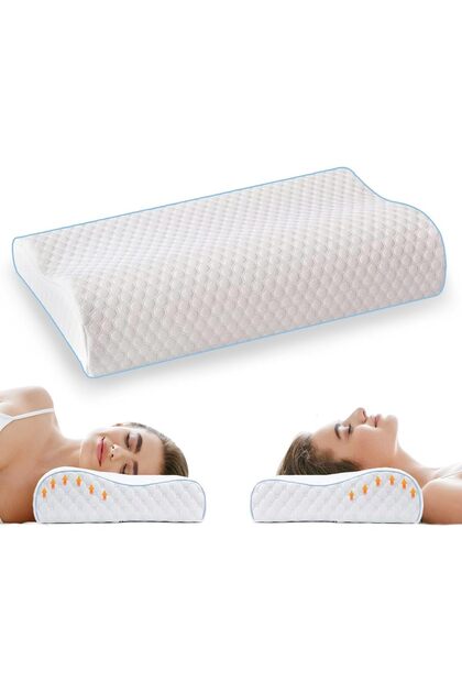 Relax Smart Memory Foam Sleeping Pillow Contoured Design Washable Neck Pillow for Neck Pain Relief