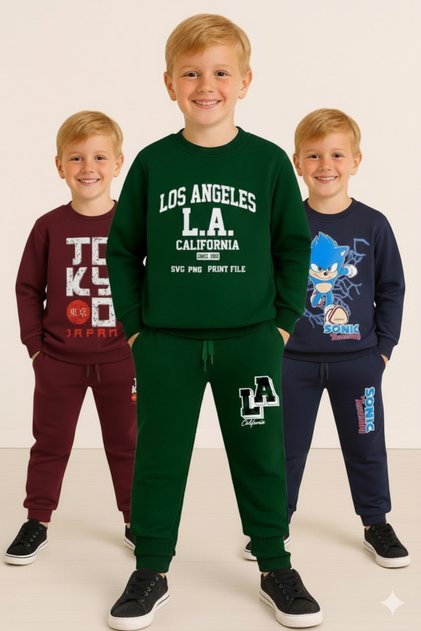 Boys' Winter Swatshirt Tracksuit Set (3-Piece Set)