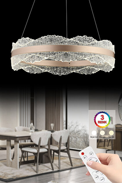 Titanic 60'lık Rose Gold Kumandalı Lüx Led Modern Ledli Avize