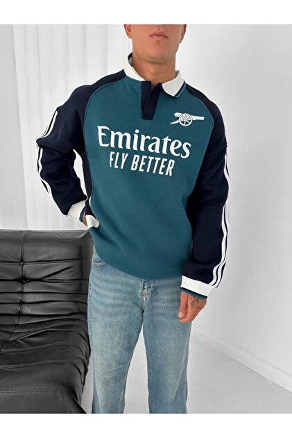 SENTİNEL WEAR ARSENAL NAKIŞLI PREMİUM POLO YAKA SWEATSHİRT PETROL