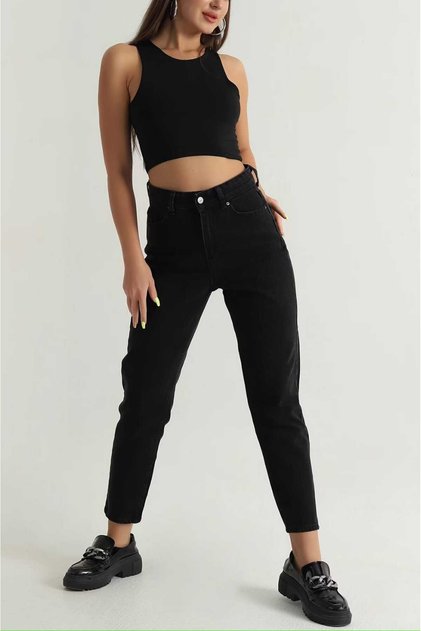 Black Mom Jeans High Waist Daily Comfortable Stretchy Jeans for Women/Girls