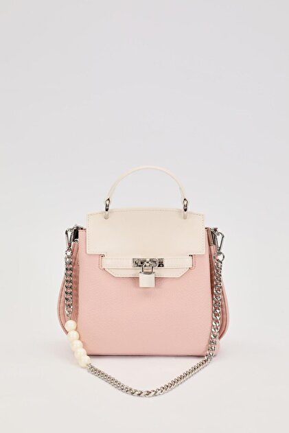 Pink Pearl Strap Detailed Handbag