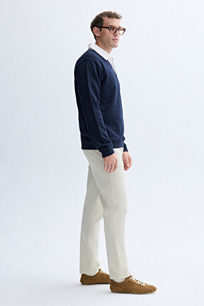 Men's Beige Tapered Fit Trousers