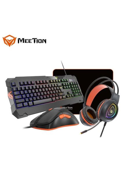 MT C505 4-in-1 RGB Gaming Combo: Anti-Ghost Keyboard, 3200DPI Mouse, Headset & Mouse Pad