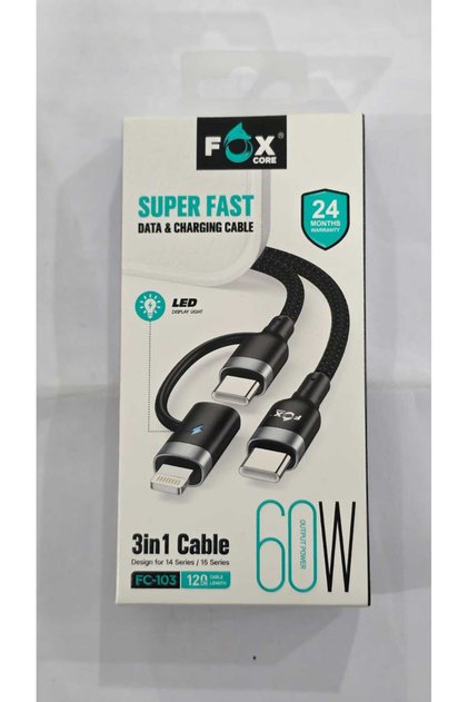 Core Super Charging and Fast Data Transfer Cable 3-in-1 (60W)