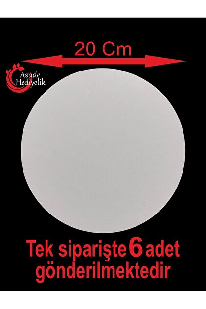 6 Pieces 20X20 cm Patternless Round White Wooden Mdf Cake Base Plate