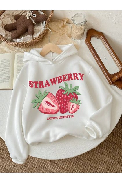 Strawberry Oversized Sweatshirt White