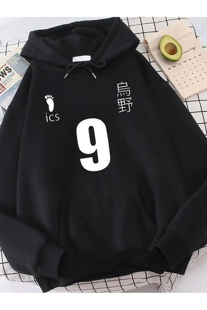 Sevunera Kageyama Tobio Haikyuu Printed Black Hooded Sweatshirt