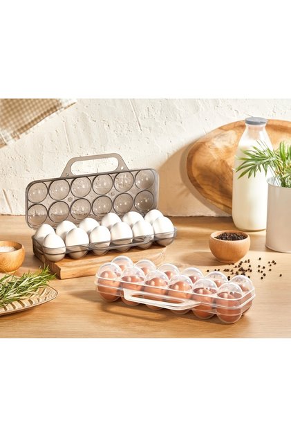 12x Egg Storage and Carrying Case (2 Pcs) (Transparent & Dark Transparent)