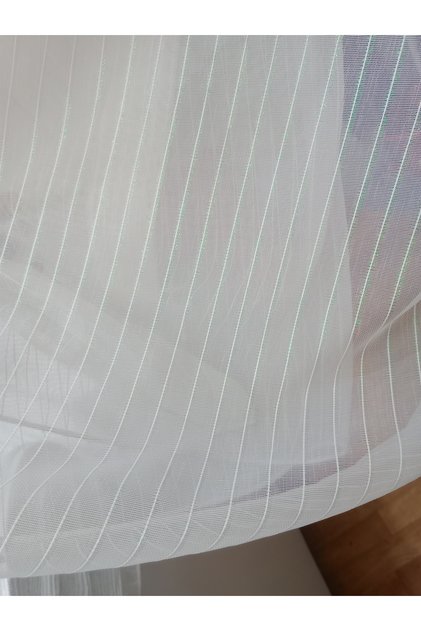 Striped Pearlescent Tulle Curtain Without Pleats Ready-Made Curtain Sewn