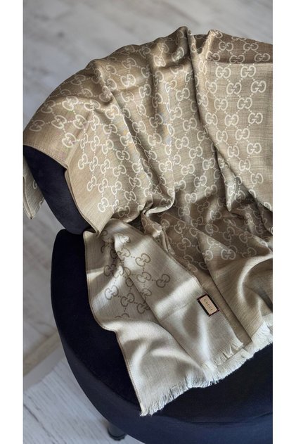 Yün İpek Şal G Desen İthal İnce Kumaş Çift Taraflı Silk Scarf Hijab Shawl