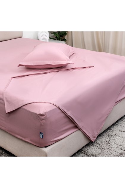 Flat bed sheet set, pink, 100% Egyptian cotton, 250 thread count, 2 pillowcases, 180*270 cm
