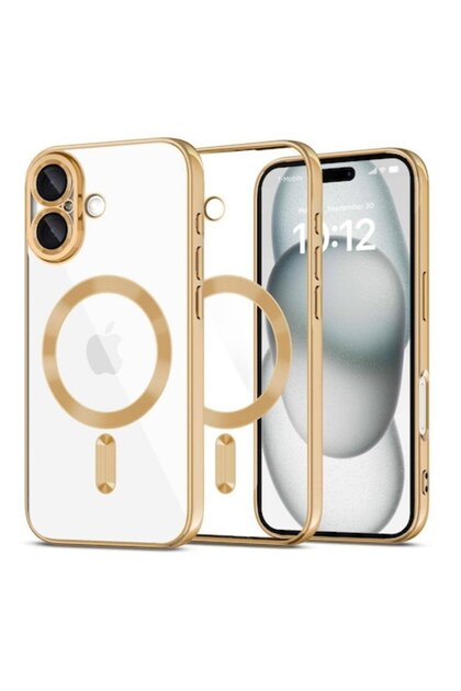 Husă de protecție pentru iPhone 17, Optim Solution, aurie/transparentă, rezistentă la șocuri, MagSafe