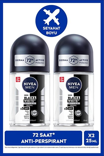 NIVEA MEN Erkek Roll-on Deodorant Black&White Invisible Original