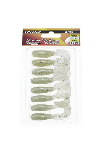 Swim Worm 5,5cm TPR Kokulu Silikon Yem White Glow